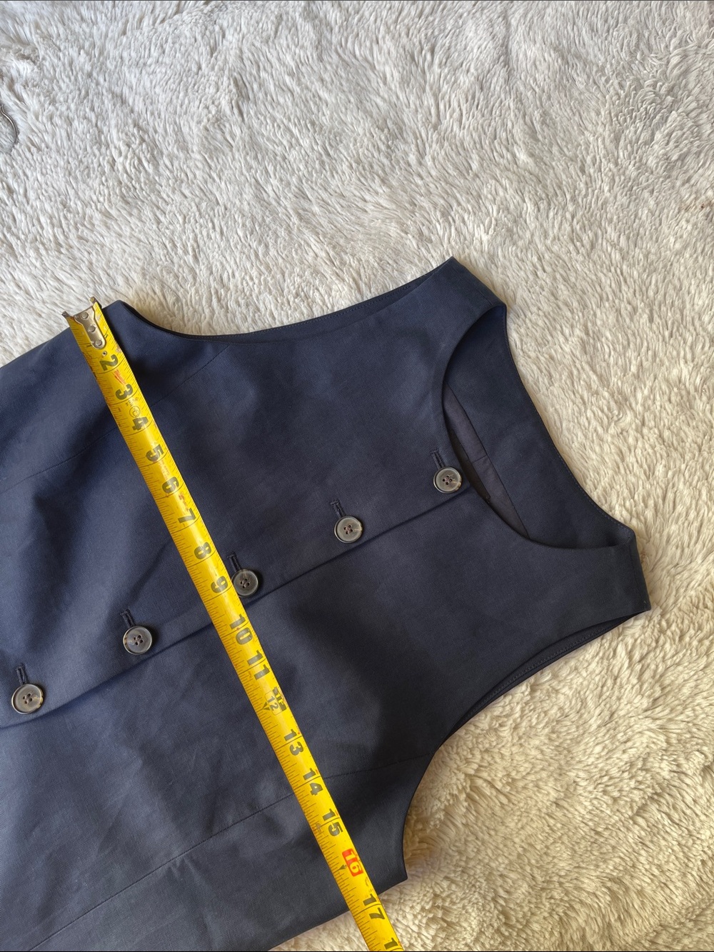 Madewell Crewneck Cutaway Vest in Drapey Twill Midnight Navy Size 6 - Picture 10 of 11